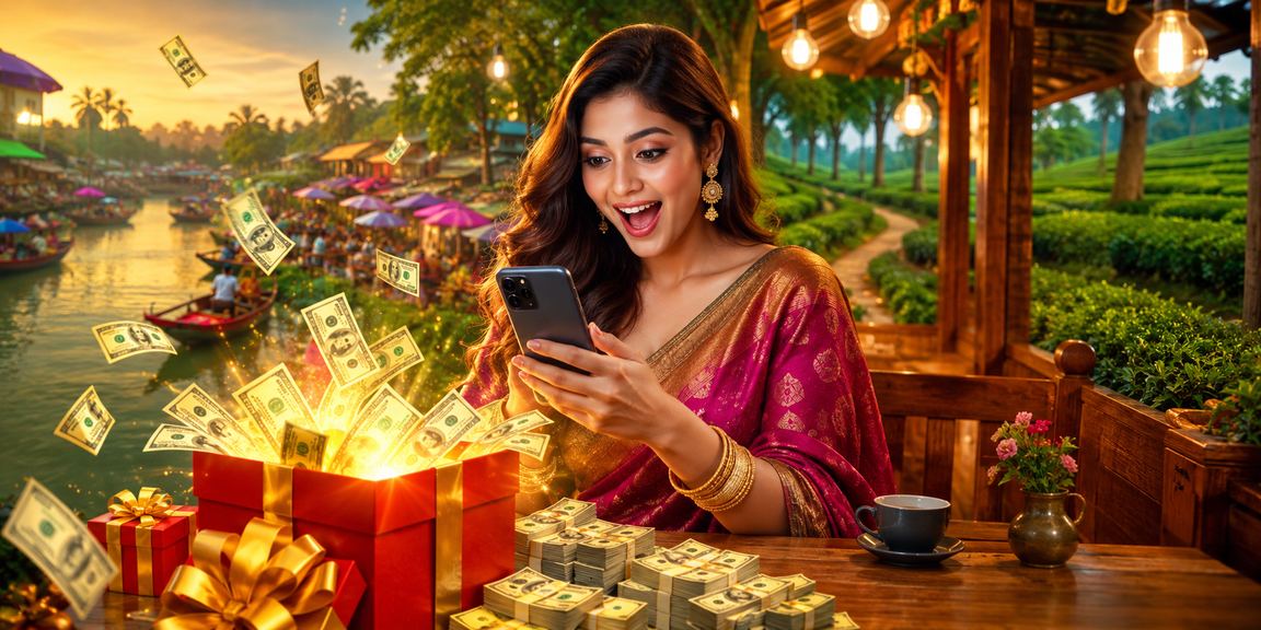 বরিশালের চা বাগানের পাশে মোবাইল ক্যাসিনো খেলা